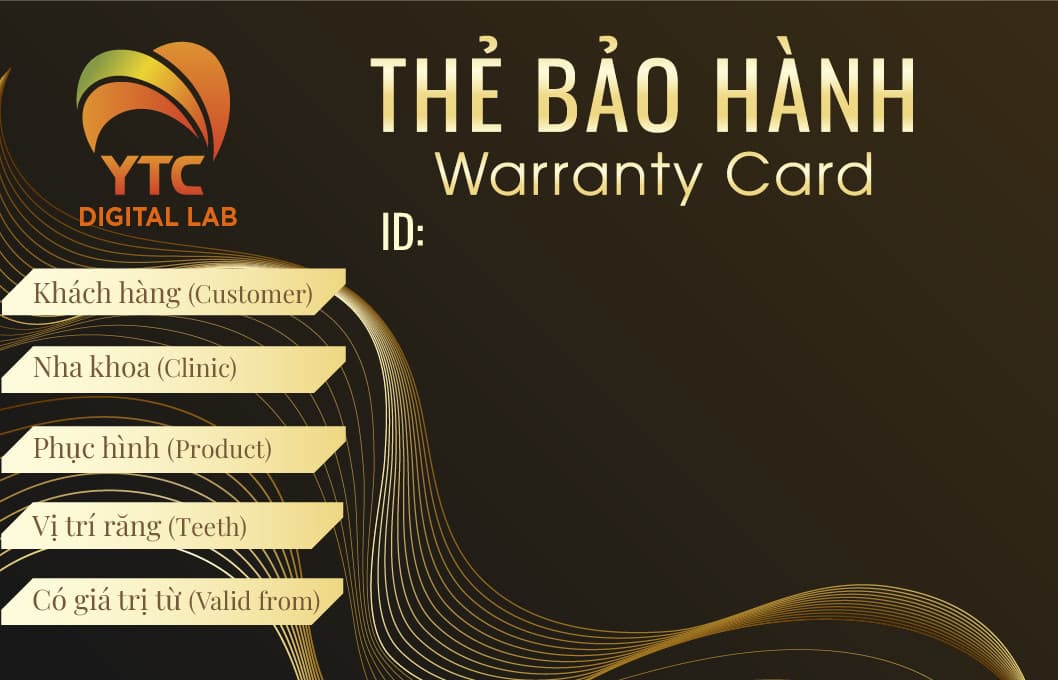 Thẻ bảo hành YTC — mặt trước